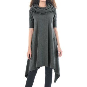 eShakti Cowl Neck Cotton Knit Dress